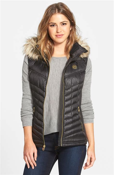 michael kors hooded vest womens|michael kors down vest women.